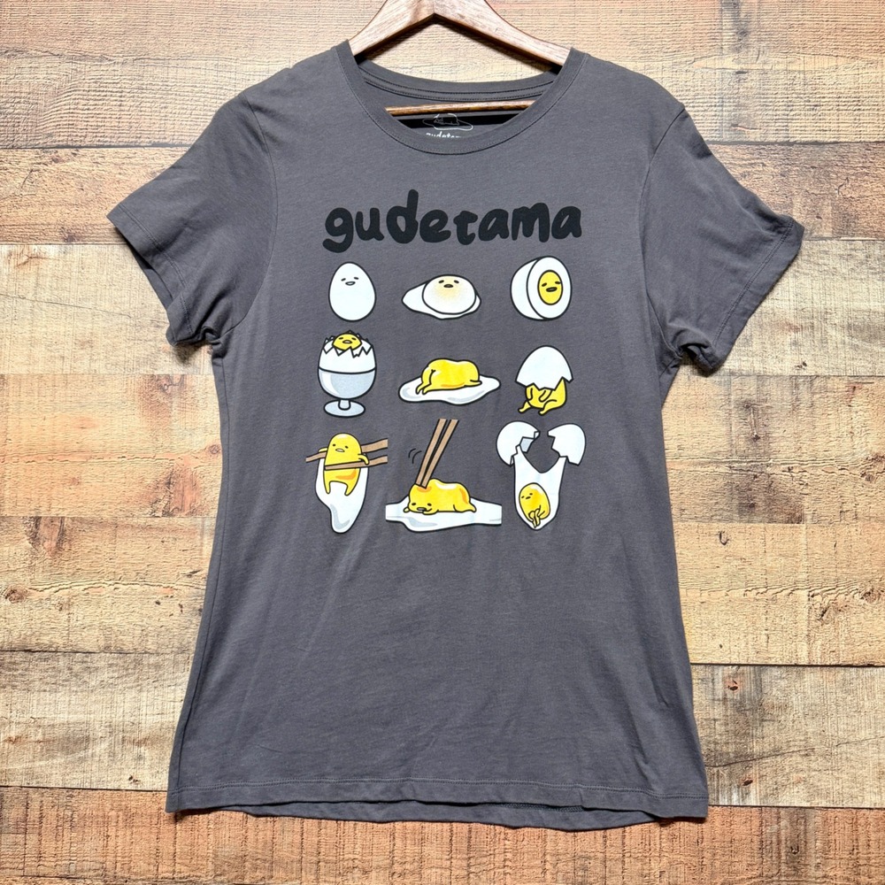 Sanrio Gudetama The Lazy Egg Graphic T-Shirt Charcoal Grey XL WeLoveFine